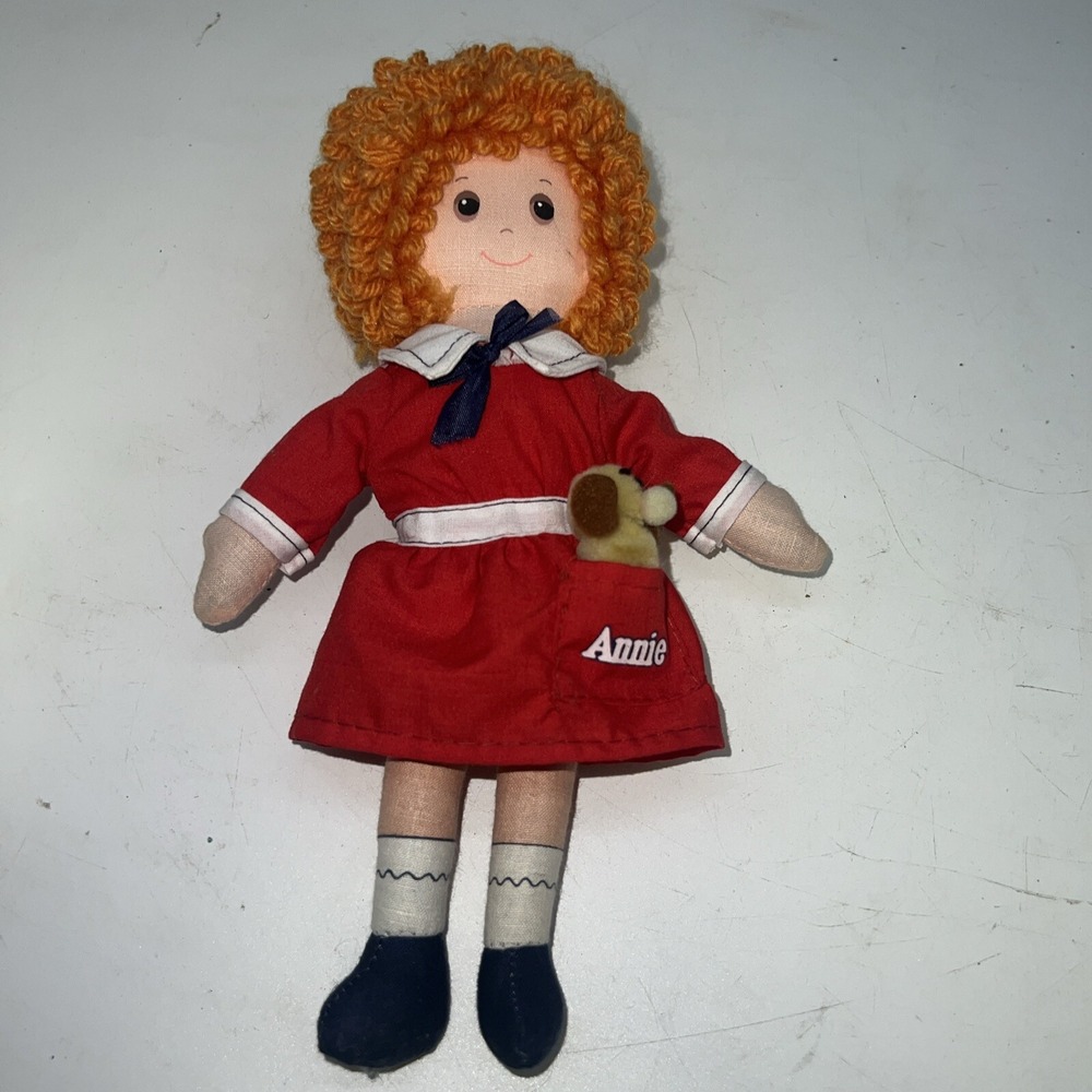 VTG MCM KNICKERBOCKER 1977 ANNIE & SANDY DOLL PLUSH-BROADWAY MUSICAL/MOVIE-70S